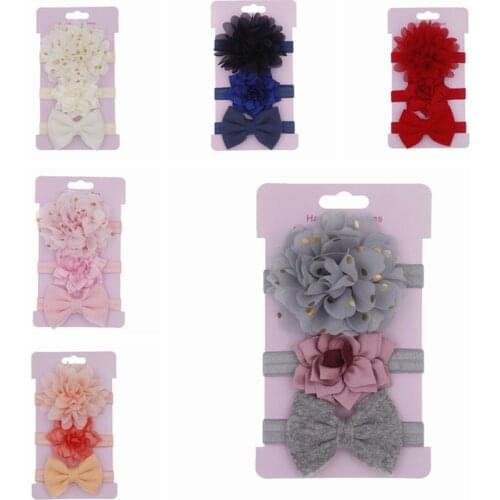 3PC/Set Cute Chiffon Flower Cloth Art Head Bands For Children Sweet Baby Hair Bands Hair Accessories HeadWear Ornament