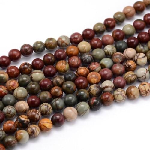 4/6/8mm 5Strands natural picasso stone round loose ball jewelry making diy accessories findings necklace bracelet bead strands