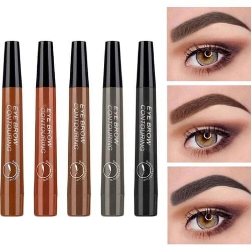 5 Colors 4 Points Eyebrow Pen Liquid Brow Dark Brown Microblading Eyebrow Pencil Waterproof Long Lasting Eye Brow Cosmetic TSLM2
