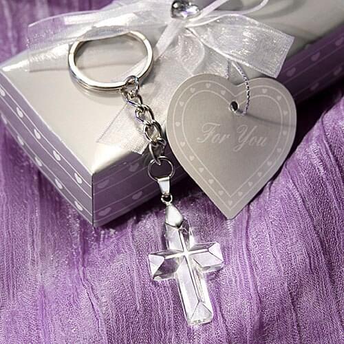 6pcs/Lot)FREE SHIPPING+Choice Crystal Cross Keychains Religious Party Gift Church Wedding Favors