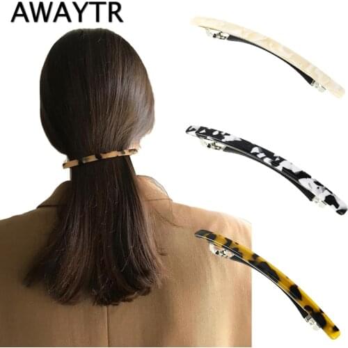 AWAYTR Hot Fashion Amber Leopard Hairpin Geometric Square Acrylic Hair Clips Women Hairpin Clips Hair Accessories For Gift