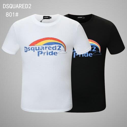 Free Shipping DSQUARED2 Men Printed Letters DSQ2 Round Neck Short Sleeve Street Hip Hop Pure Cotton Tee T-Shirt