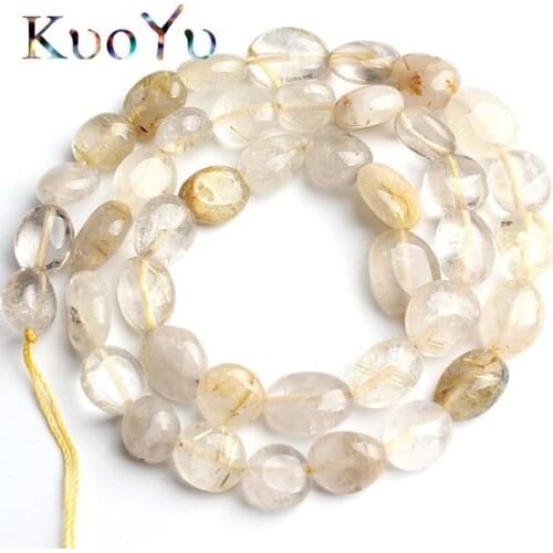 8-10mm Natural Irregular Gold Rutilated Quartz Beads Smooth Loose Spacer Bead For Jewelry Making DIY Bracelet Necklace 15Strand