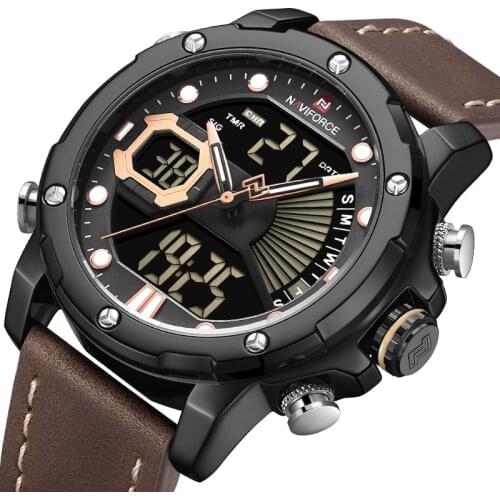 NAVIFORCE Top Brand Men Watches Sports Quartz Wrist Watches Mens Dual Display Luminous Analog Digital Clock Male Relogio Masculi