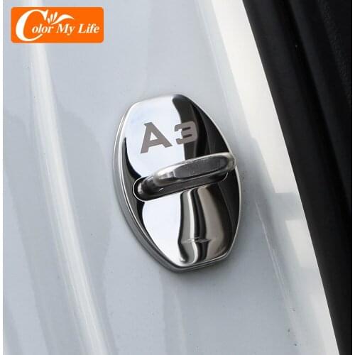 Color My Life 4Pcs/Set Car Door Lock Protection Cover for Audi A6 A3 A4 A7 A5 Q3 Q5 Q7 Q2 S4 S5 S6 S7 S8 TT RS3 RS4 Accessories