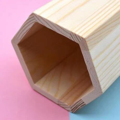 94PF Wooden Makeup Brush Container, Office Desktop Wooden Pen Storage Box, Pencil Pot Pen Holder Organizer Supplies