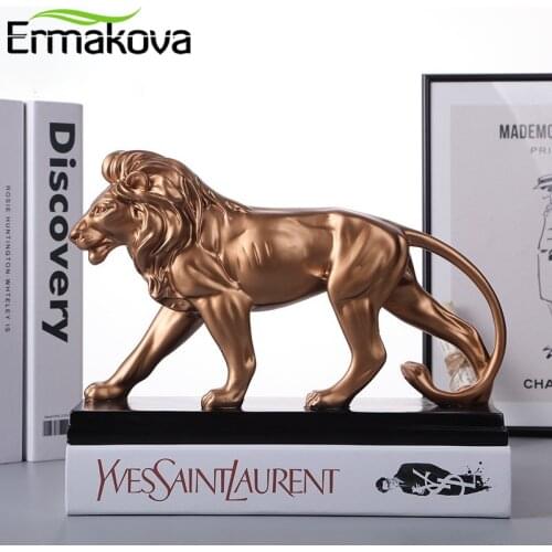 ERMAKOVA Creative Resin Male Lion Statue Decoration Figurines Ornament Sculpture Crafts Home Jewelry Ornament Gift