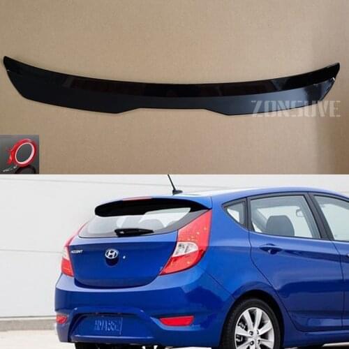 Use For Hyundai Accent 2012-2015 Year Roof Spoiler Carbon Fiber Look Accessories Body Kit Factory Style