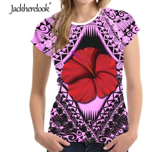 Jackherelook Plus Size Women T Shirts Polynesian Samoan Hibiscus Brand Designer Casual Ladies Tshirt Short Sleeve Tops Tee 2020