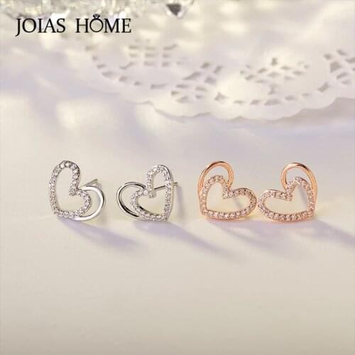 JoiasHome Classic 925 Sterling Silver Stub Earrings Silver Rose Gold Color Zircon Fine Jewelry Wedding Party Gifts Wholesale