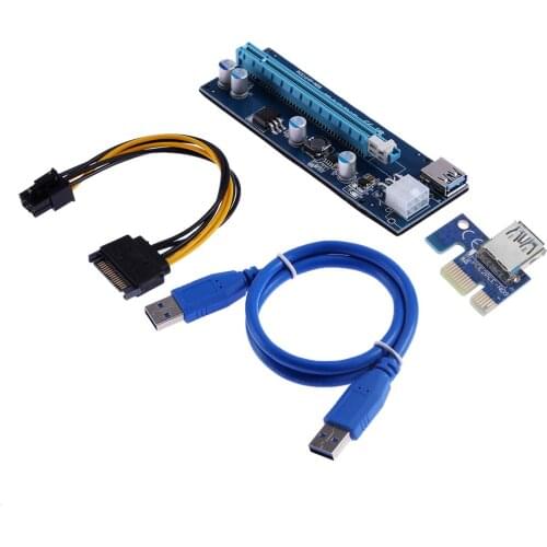 PCI Express Adapter Card USB 3.0 Cable Adapter Card PCI-E 1Xto16X Extender PCIe Adapter 6Pin Power Supply For BTC Bitcoin Miners