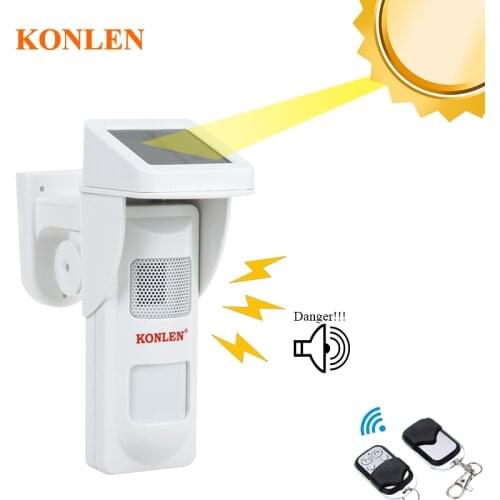 KONLEN Outdoor Voice Warning PIR Motion Sensor Wireless Solar Movement Alarm Detector For Security Surveillance 25kg Pet Immune