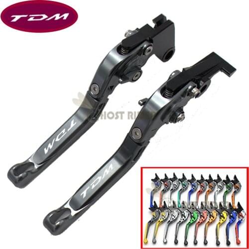 Laser Logo Black&Titanium For Yamaha TDM 900 2012 2013 2014 Adjustable Folding Extendable CNC Motorcycle Brake Clutch Levers