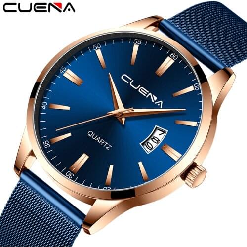 Fashion Relogio Masculino CUENA Top Brand Luxury WristWatch Quartz Clock Blue Watch Men Waterproof Sport Chronograph Men Watches