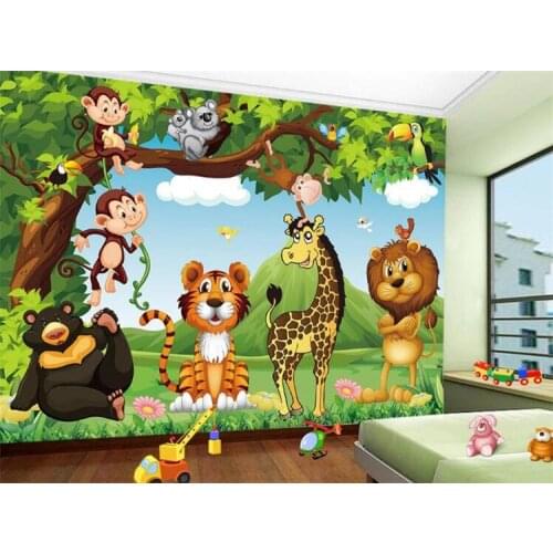 Custom Mural Wallpaper 3D Cartoon Animal World Children Kids Bedroom Backdrop Wall Painting Eco-Friendly Non-Woven Wallpaper 3 D