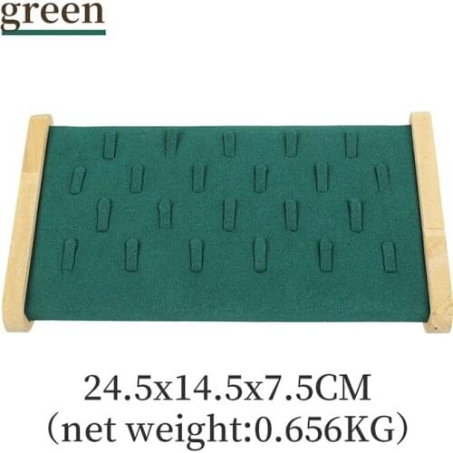 New Solid Wood Microfiber Green Femal Ring Jewelry Display Stand For Earring Pendent Showcase Trays Jewellery Organizers Holder