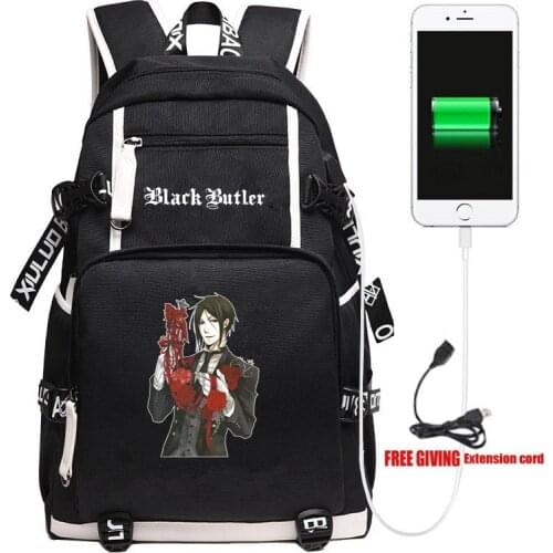 New Anime Black Butler Backpack Travel Shoulder Laptop Bags Cosplay kuroshitsuji Cartoon Kids Teens School Student Bags Bookbag