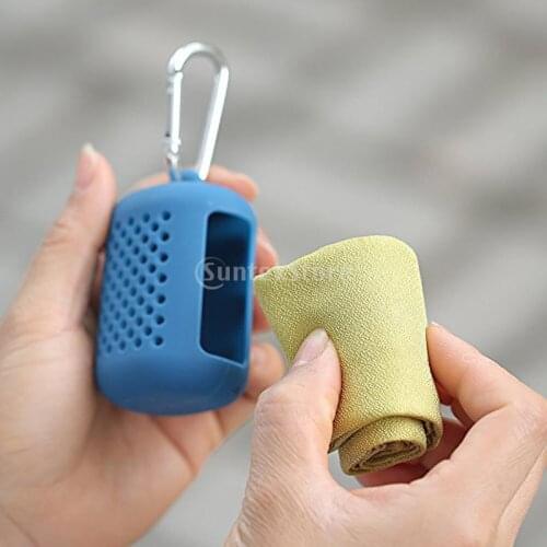 Camping Hiking Travel Microfiber Quick Dry Towel 400mm x 400mm with Mini Silicone Carry Case