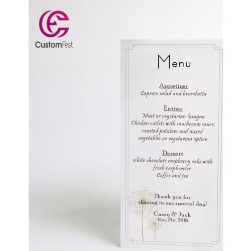 Personalized menu classic dandelion design menu whole set available MU024