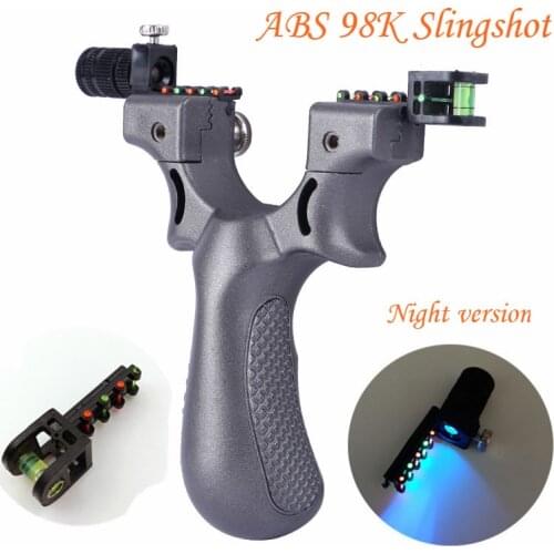 98K Night Version Slingshot Powerful Hunting with Rubber Band Led Leather Catapult Pocket Catapult Bow Hunting Mini Crossbow