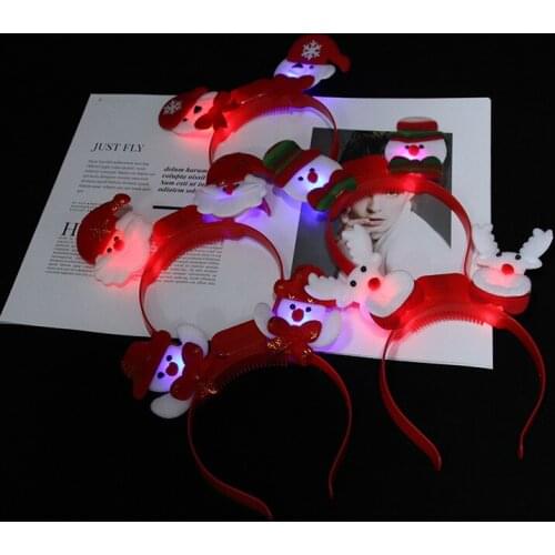 LED Christmas luminous hairband gifts for adults children flashing colorful birthday party head buckle antler factory sales