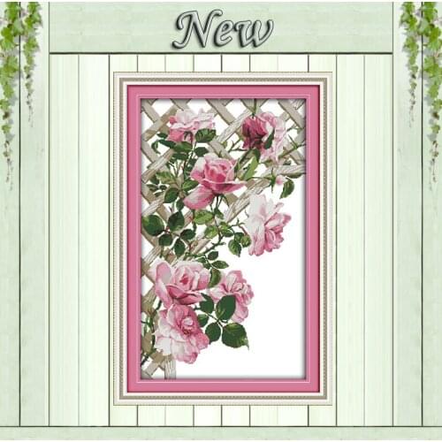 Pink roses flowers home decor paintings Counted printed on canvas 14CT 11CT Chinese Cross Stitch Needlework kits Embroidery Sets