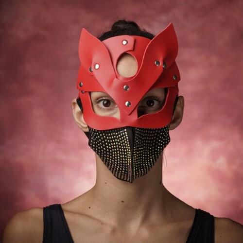 BDSM Sexy Hot Red Leather Fox Mask Cospaly Fantasy Fetish Adult 18 Sex Toys For Woman Couples Games Flirting Store Bar Party