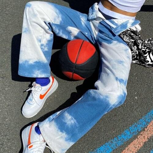 SEASONS Casual Tie Dye Print Joggers Pants Women Fashion Harajuku High Waisted Pants Capris Pocket Trousers Streetwear ASPA81532