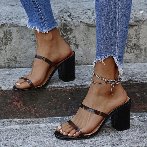 Women Summer Sandals Pop High Heel Sandals Flip Flop Slip On Open Toe Sandals Casual Outdoor Slippers Narrow Band Slides