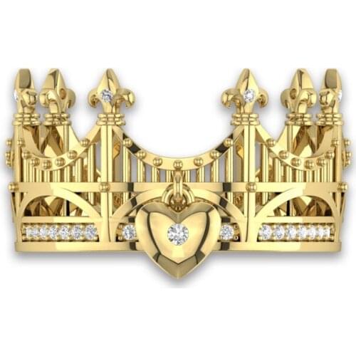 Wedding Jewelry Finger Crystal Heart Crown Rings For Women New Lover Cubic Zirconia Ring Female Engagement Party Wholesale