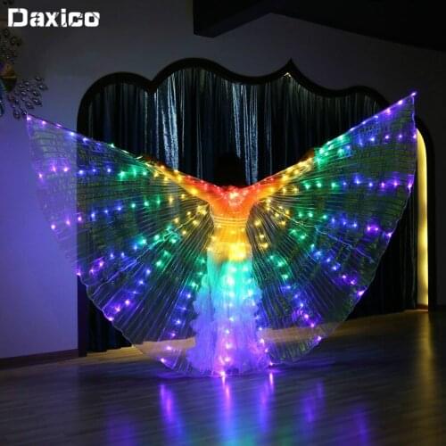 Adult Dancer Belly Dance Wings LED Belly Dance Costume LED ISIS Wings Adult Belly Dance Professional Accessory with Sticks Props