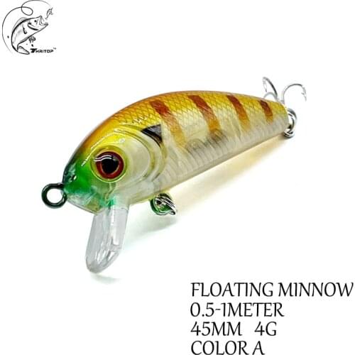 Thritop New Type Fishing Bait Hard Lure TP100 45MM 4G 5 Colors High Quality Hooks Minnow Crankbait Fishing Tackles