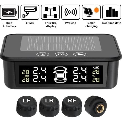 Smart Tyre Temperature Warning System Auto Tire Pressure Monitoring Voice Alarm Solar Car TPMS Touch Switch