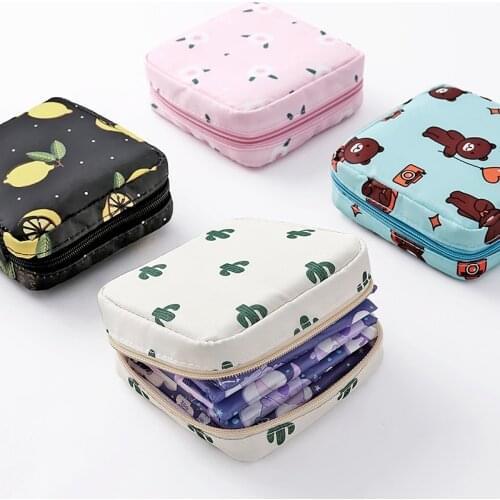 Waterproof Tampon Storage Bag Cute Sanitary Pad Pouch Portable Makeup Lipstick Key Earphone Data Cables Organizer