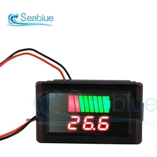 Waterproof Battery Capacity Indicator Car Battery Charge Level Tester Dual Display LCD Voltmeter 12V 24V 36V 48V 60V 72V 84V