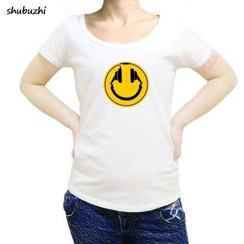 Womens t-shirt Headphone Smiley fashion casual women T-Shirt Hardcore Hakke Schranz Hardstyle Hardtekk Techno Koks sbz3299