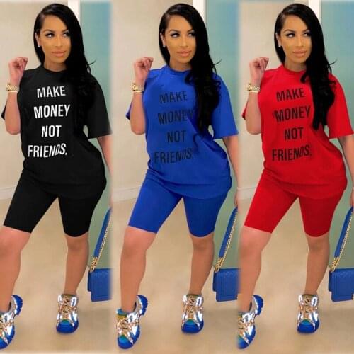Women Tracksuit 2 Piece Set Solid Short Sleeve Crop Tops T-Shirt Short Pants Suit Matching Set Female Joggers Sportwear Fitness