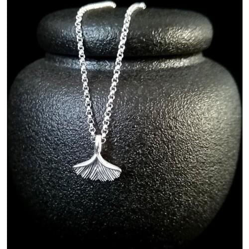Ginkgo Leaf 999 Sterling Silver Pendant Necklace Women Accessories Chain Necklace Bohemian Luxury Jewelry Boho Handmade Ethnic