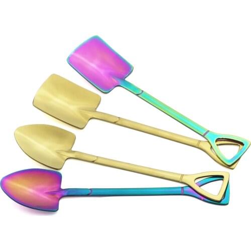 Gold Dessert Spoon Tableware Stainless Steel Shovel Spoon Set Creative Tea Spoon Cutlery Set Ice Cream Stirring Spoon Party Tool