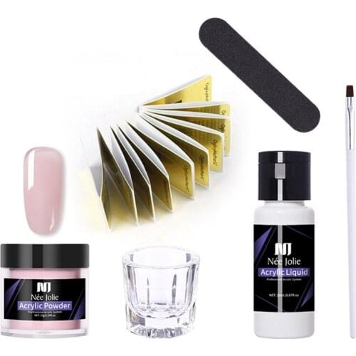 1 Set Acrylic Powder Tools Set Crystal Acrylic Powder Liquid Nail Brush File Tips Carving Art Tools Professional Nail Art Tools