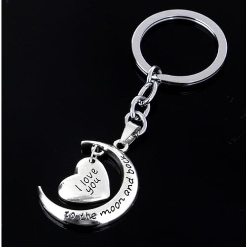 1Pc I Love You To The Moon And Back Keychain Key Ring Moon And Heart Key Chains CarGifts For Women Hot Sale