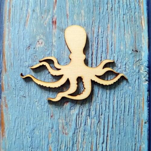 10pcs Wooden Octopus Cutouts Octopus for Crafts Baby Shower Wall Art Home Decor Wall Hanging Decoupage Unpainted
