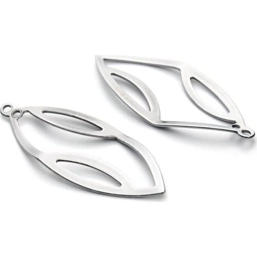 10pcs/lot 18*49mm Fashion New Leaf Clover Pendant Stainless Steel Charms For Women Necklace Jewelry