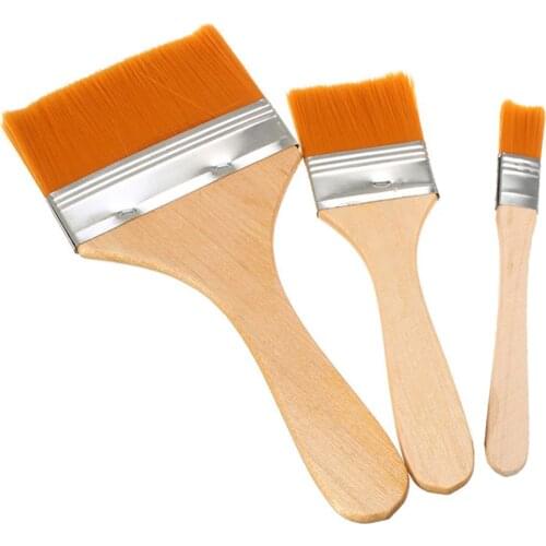 3 Pcs/Set Wooden Handle Nylon Hair Large Area Brushing Art Paint Oil Painting Watercolor Paint Art Supply Brush Brushes Tools
