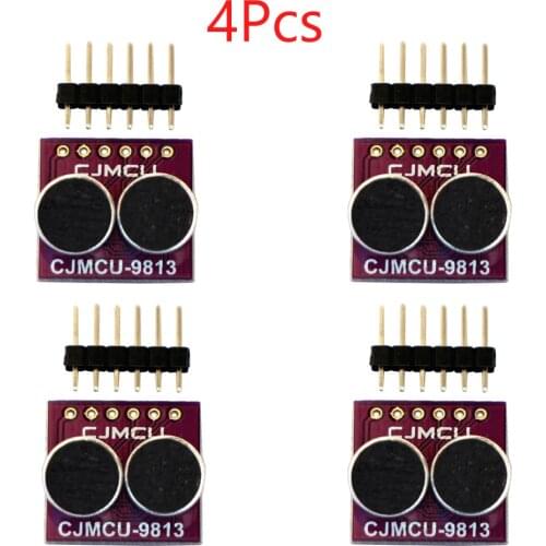 4Pcs CJMCU-9813 MAX9813H Fixed Gain Integrated Bias Microphone Amplifier Module Mic Breakout Board with Pins RCmall FZ3580