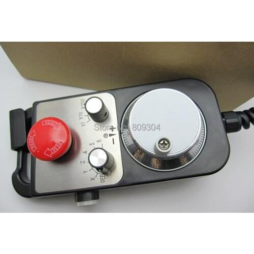 6 axis 5V 100PPR Electronics Manual Pulse Generator Handwheel + Emergency Stop for CNC handle Machine