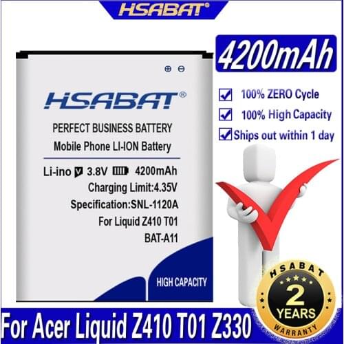 HSABAT 4200mAh BAT-A11 Battery For Acer Liquid Z410 T01 Z330 Battery