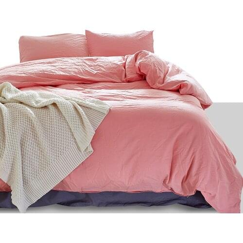 American Style 100% Pure Cotton Duvet Cover Pillowcase Set US Twin Queen King Size Solid Color Washable Quality Bedding Set