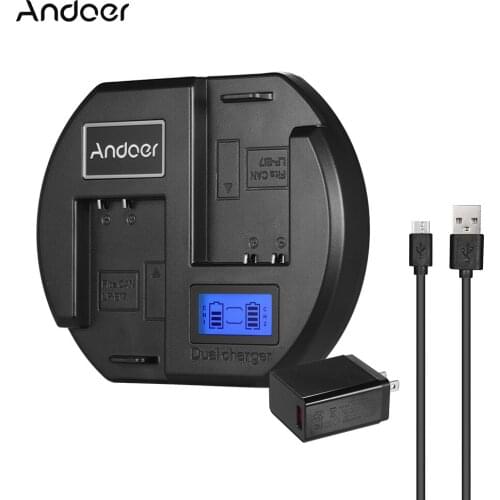 Andoer Fast Charger Camera Battery Charger w/ US Plug Digital LCD Display USB Input for Nikon Canon Camera Battery Dual-channel