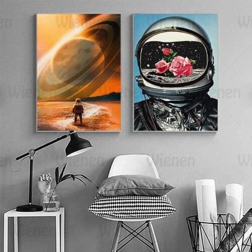 Astronaut Wall Art Modern Canvas Painting Walk On The Moon Universe Exploration Space Poster Home Decor Bedroom Wall Decor Mural